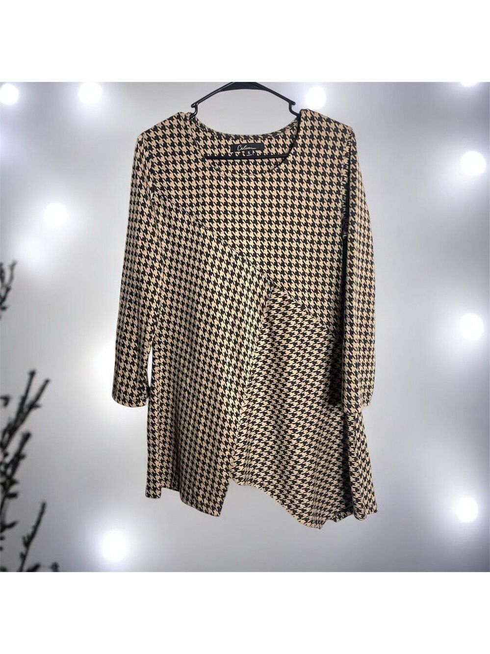 Calessa Elegant Classy Houndstooth Long Sleeve Tunic size S
